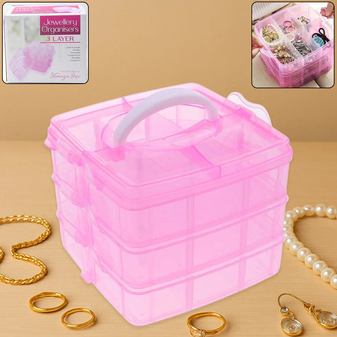 18 Grid 3 Layer Box Clear Plastic Organizer Jewelry Storage Box With Adjustable Dividers Transparent Organizer Box For Earring Fishing Hooks (18 Grids Plastic Storage Box) - Happy Price - Image 6