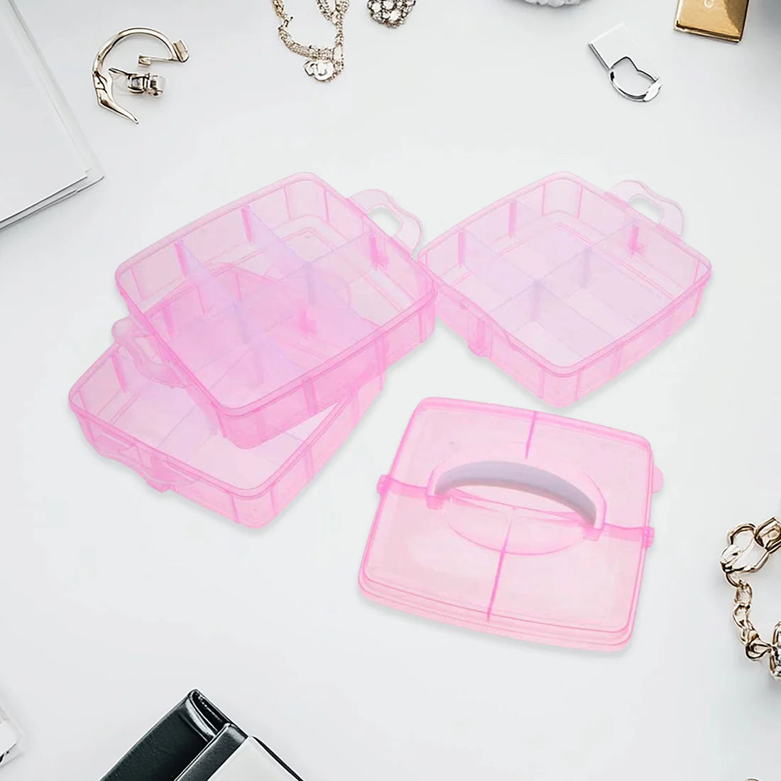 18 Grid 3 Layer Box Clear Plastic Organizer Jewelry Storage Box With Adjustable Dividers Transparent Organizer Box For Earring Fishing Hooks (18 Grids Plastic Storage Box) - Happy Price - Image 5