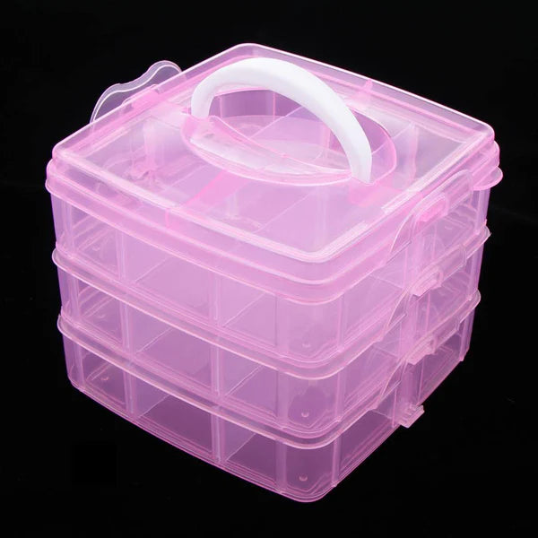 18 Grid 3 Layer Box Clear Plastic Organizer Jewelry Storage Box With Adjustable Dividers Transparent Organizer Box For Earring Fishing Hooks (18 Grids Plastic Storage Box) - Happy Price - Image 2