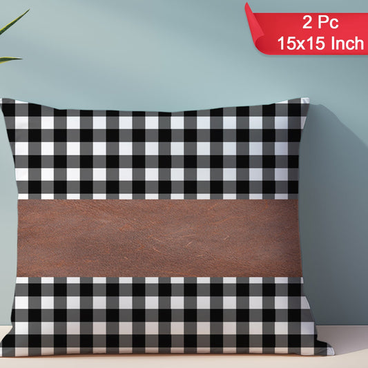 Pillow Covers Leather  Cotton Cushion Covers (15  15 Inch  1 Pair  2 Pc) - Happy Price - Image 1