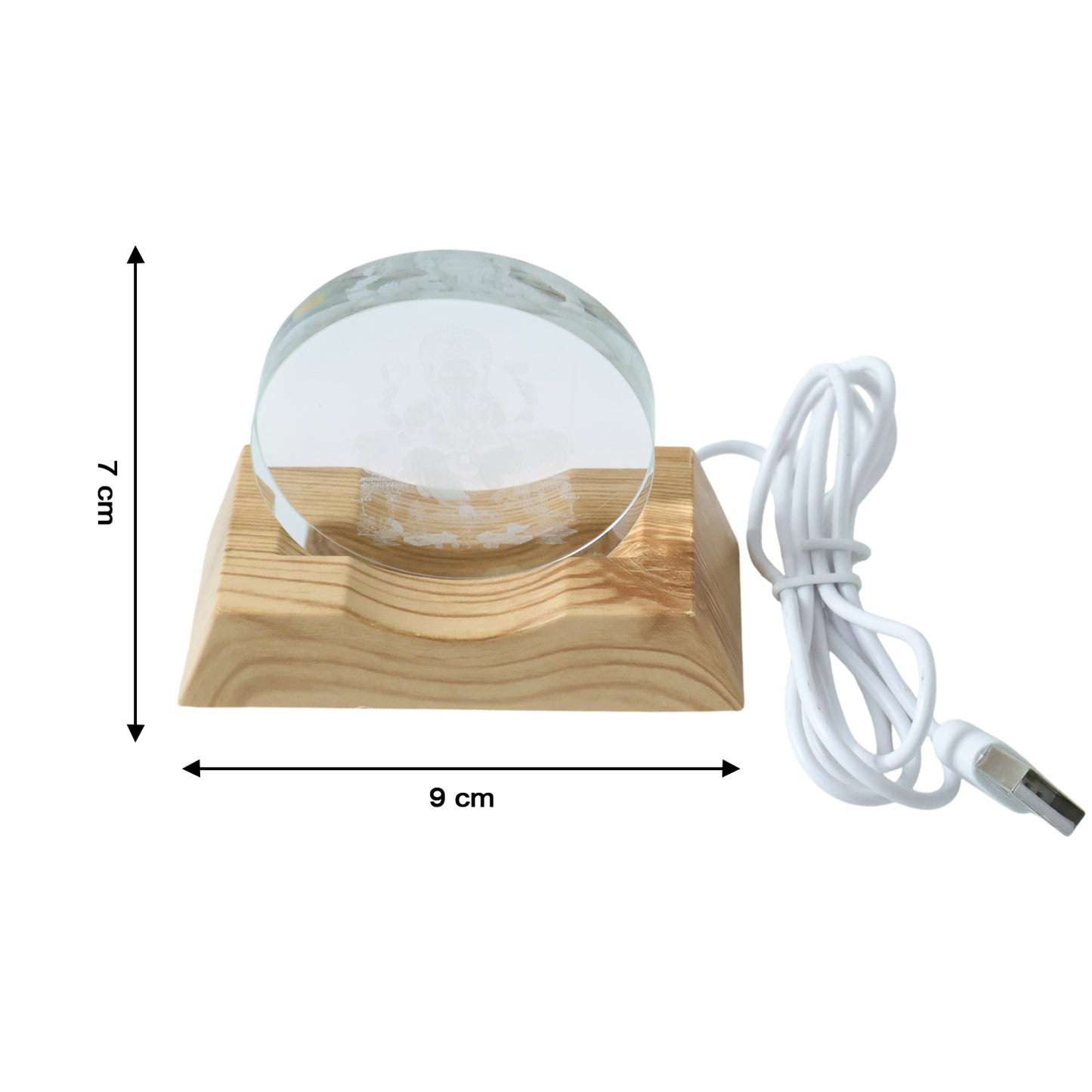 3D Ganesha Acrylic LED Night Lamp with Wooden Base - USB Powered - Happy Price - Image 5