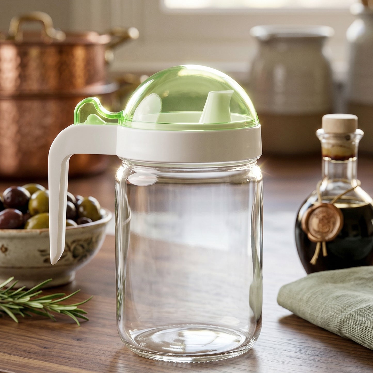 580ml Glass Oil Dispenser Bottle with Leak-Proof Lid for Kitchen Use - Happy Price - Image 3