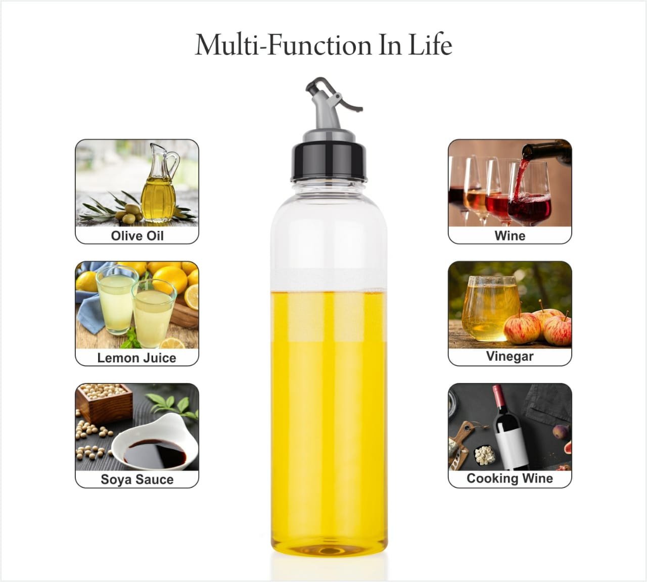 Oil Dispenser Transparent Plastic Oil Bottle   1 Liter - Happy Price - Image 2