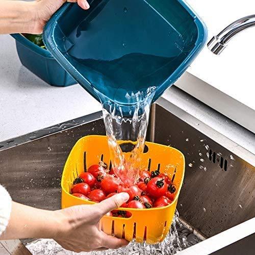 Double Layer Food Drainer Washing Basket With Collapsible Strainers Colander - Happy Price - Image 3