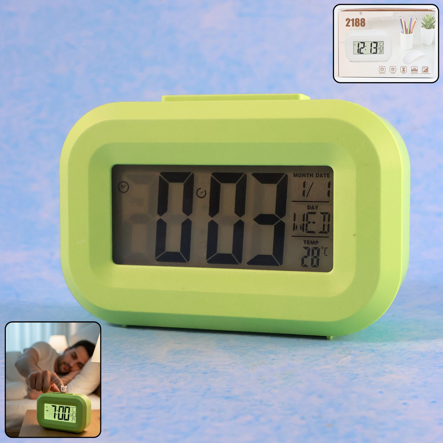 Digital Alarm Clock with Large Display - Time, Date, Day & Temperature - Happy Price - Image 2