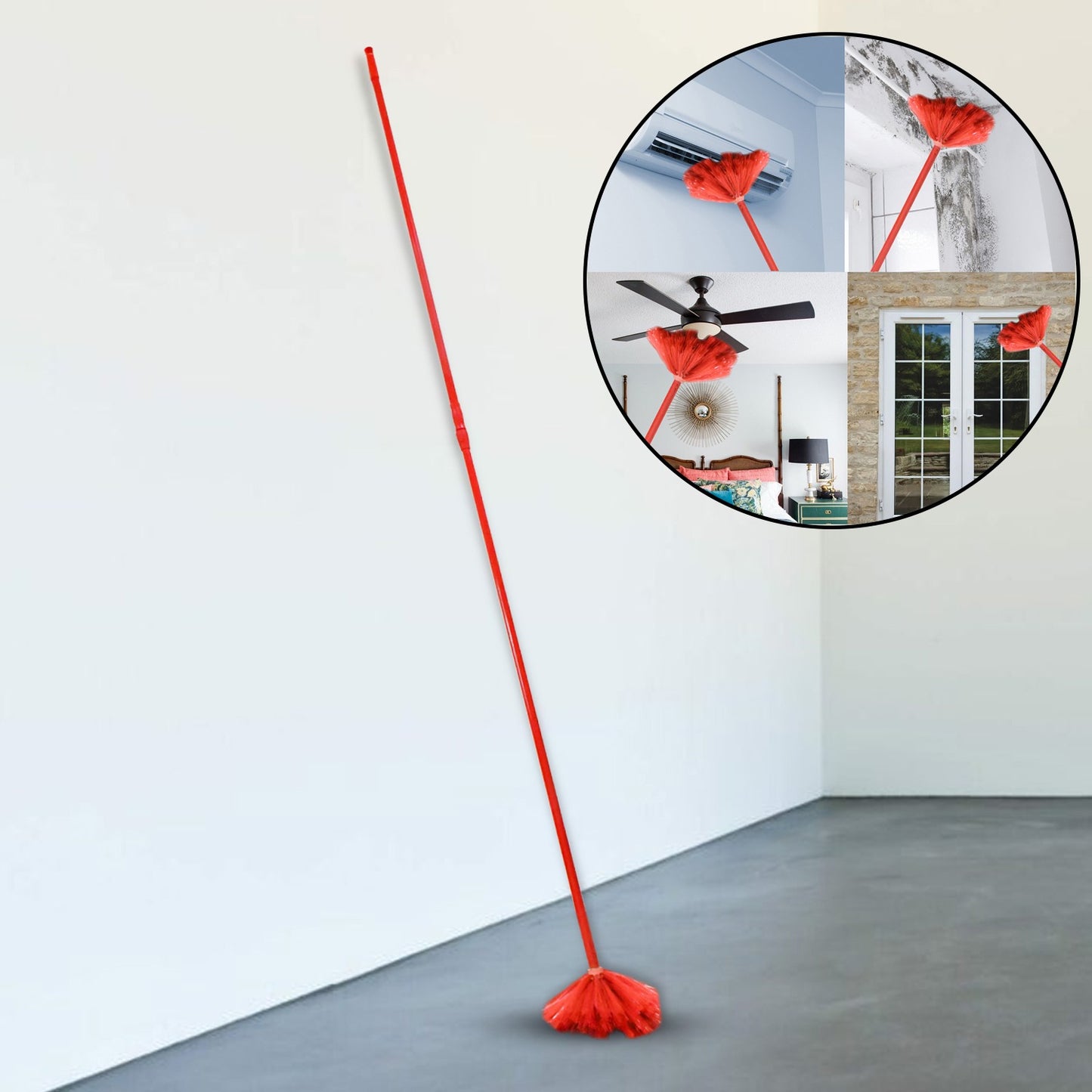 Cobweb Brush With Metal Strong Long Extendable Handle For Dusting Ceiling Cobweb Cleaning Brush For Lights Fans  Webs Cleaning For Home  Kitchen (90 Inch   Moq - 6 Pc) - Happy Price - Image 2