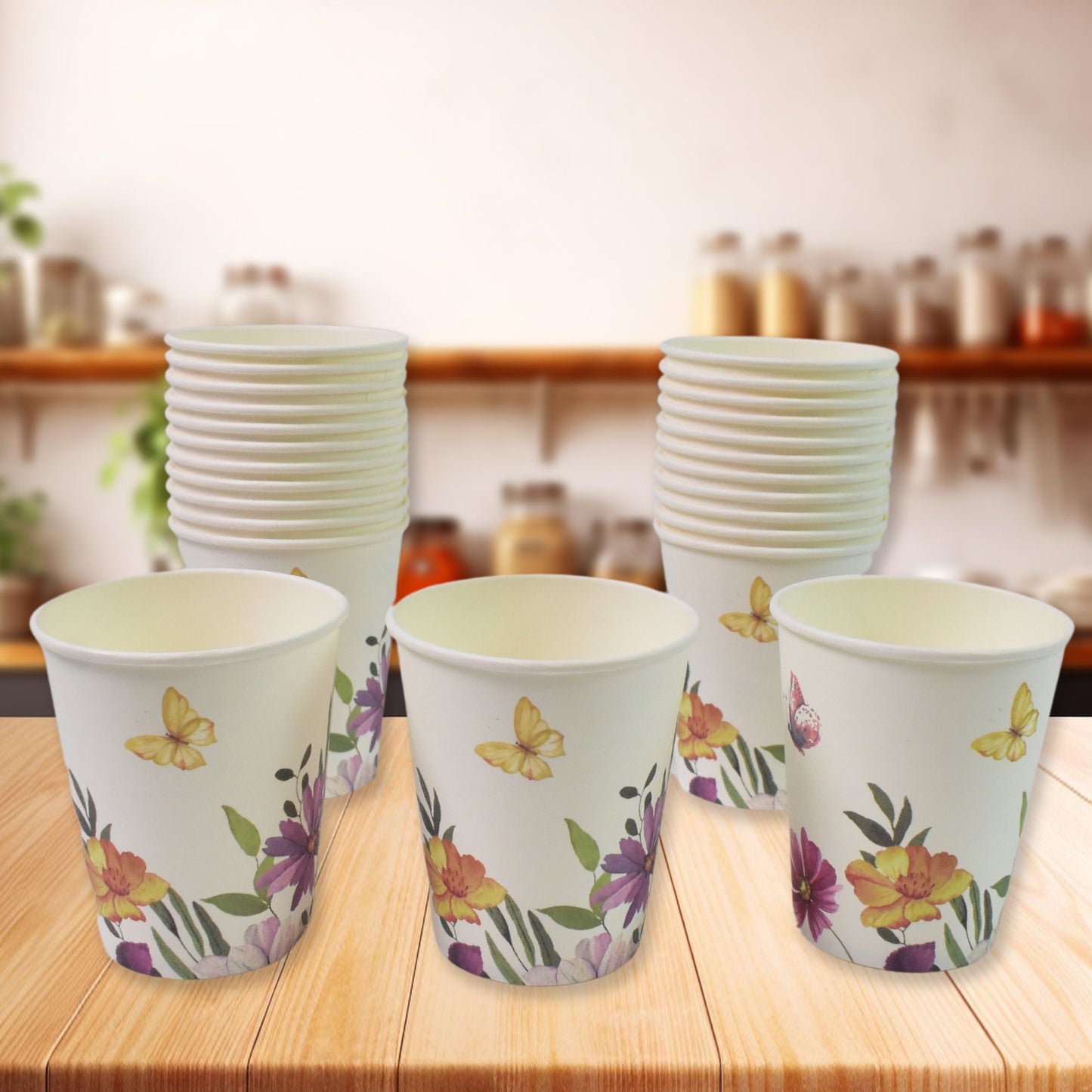 Disposable Paper Cups Disposable Tea Coffee Cups (24 Pcs Set  Mix Color  Design) - Happy Price - Image 2