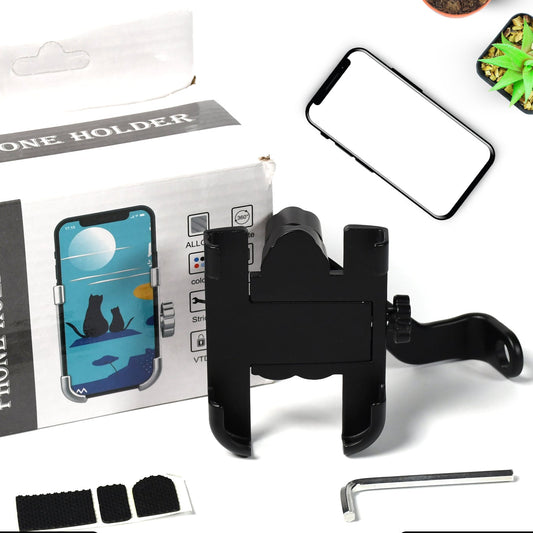 Mobile Phone Holder With Easy Adjustable Rear View Mirror Mount Solid Metal Cradle Stand Suitable For Bike  Mobile Phones - Happy Price - Image 1