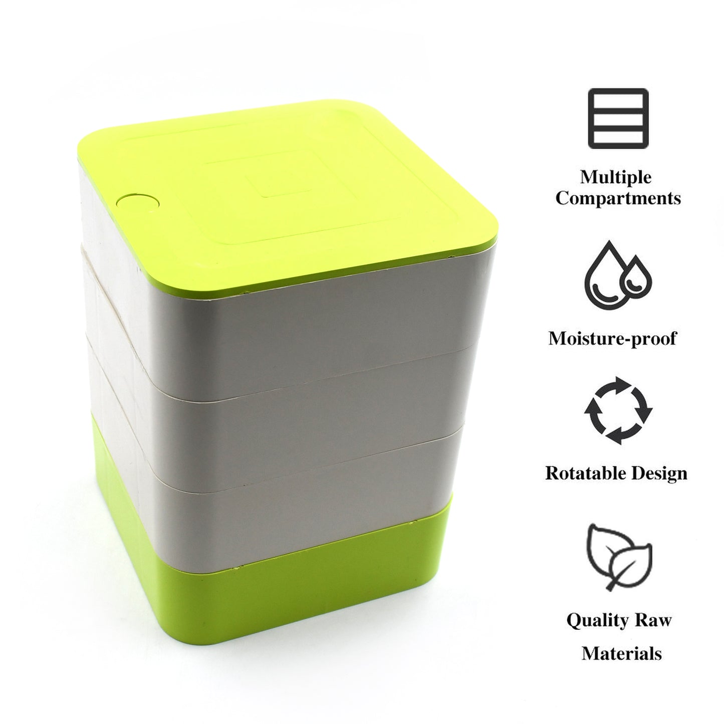4 Layers Jewelry Box 360 Degree Rotating Jewelry Box Jewelry And Earring Organizer Box Accessory Storage Box - Happy Price - Image 5