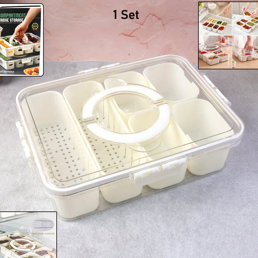 6 Compartment Fridge Organizer Box with Lid, 2300ml Capacity - Happy Price - Image 1