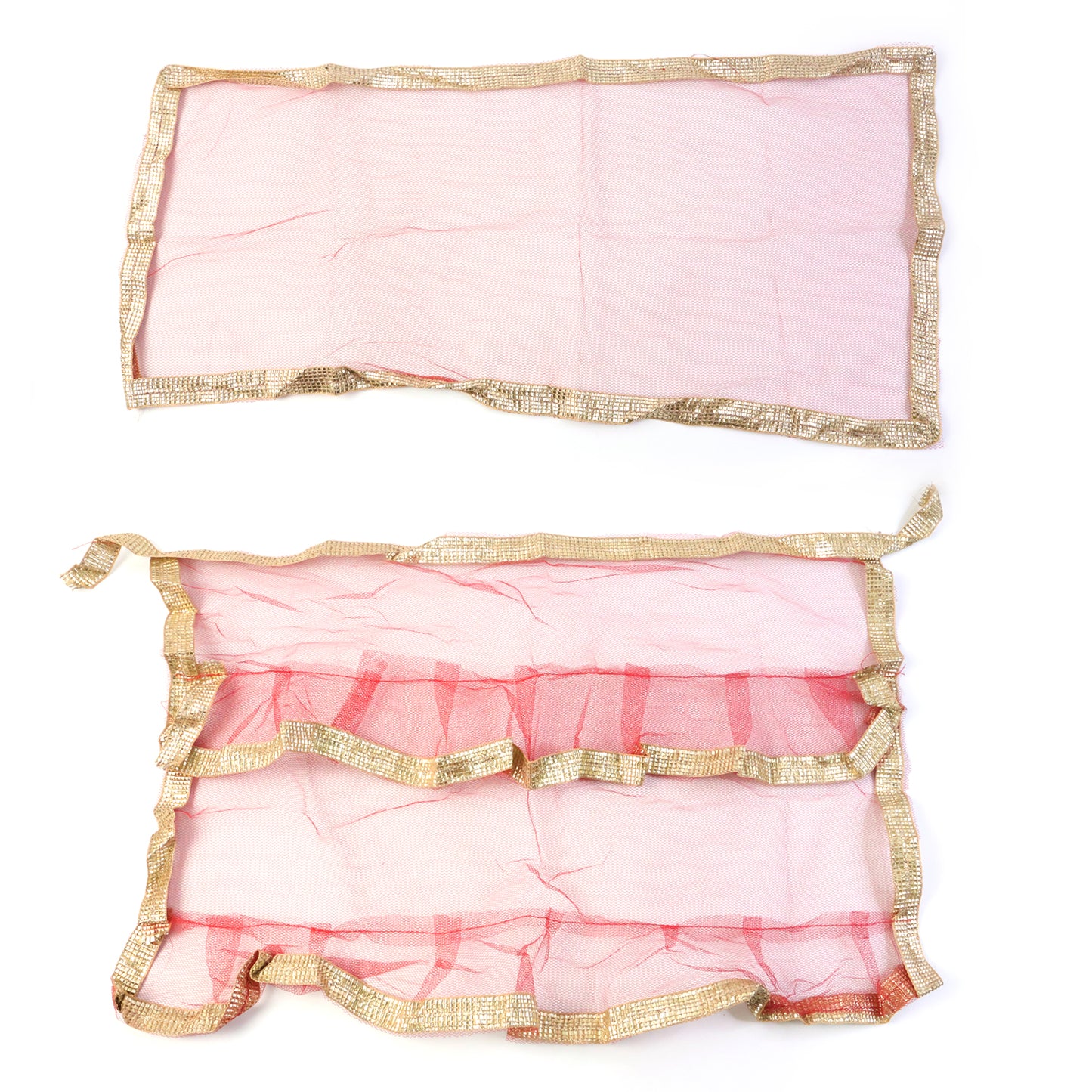 Premium Tulsi Vastra Pooja Cloth Set - 2 Pcs Red with Gold Border - Happy Price - Image 2