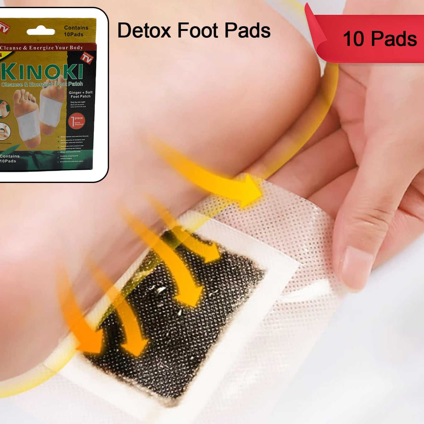 Ginger & Salt Detox Foot Pads - 10 Pcs - Happy Price - Image 1