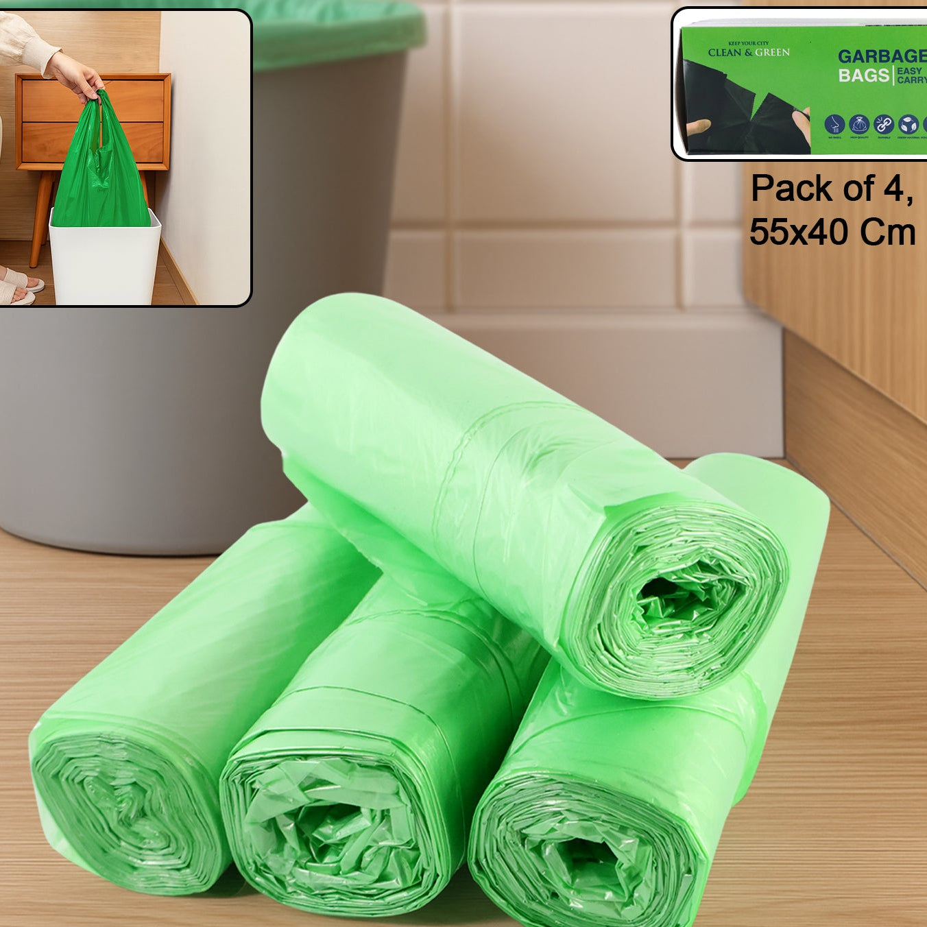 Heavy Duty Garbage Bags - 55 x 40 cm, 4 Rolls - Happy Price - Image 1