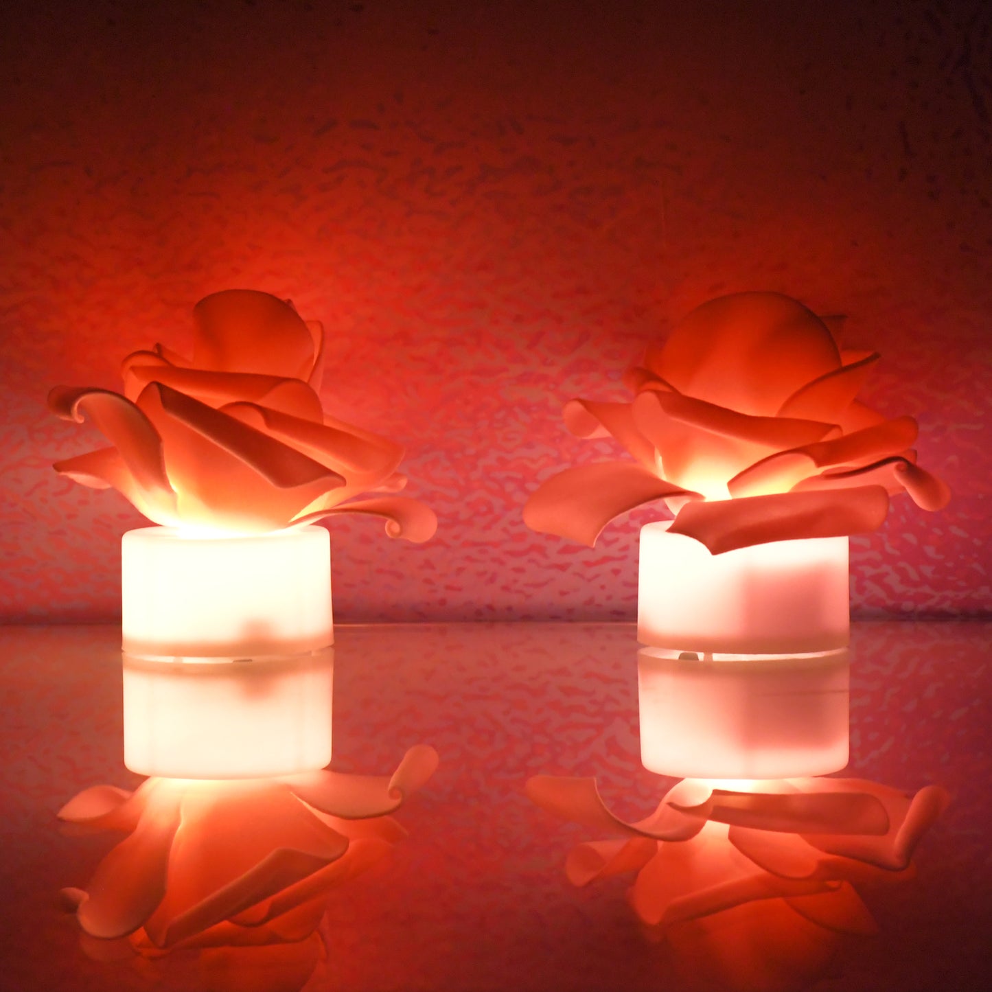 Rose Flower LED Tealight Candles - Set of 2 Flickering Flameless Lights - Happy Price - Image 6