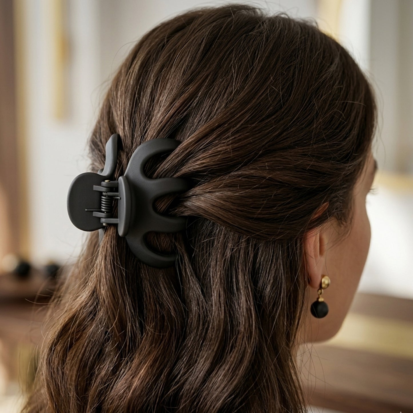 Matte Finish Hair Claw Clip (1 Pc) - Strong Grip Styling Accessory - Happy Price - Image 6