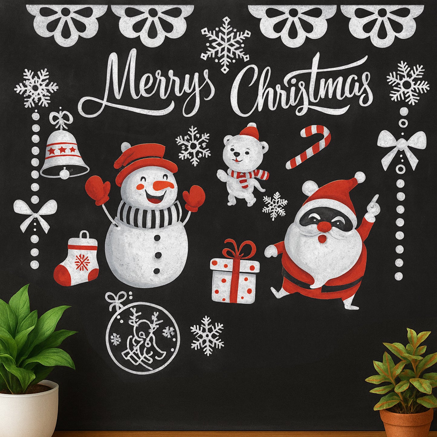 Christmas Theme Wall Sticker - Santa, Snowman & Snowflake Design - 90x60 cm (1 Pc) - Happy Price - Image 6