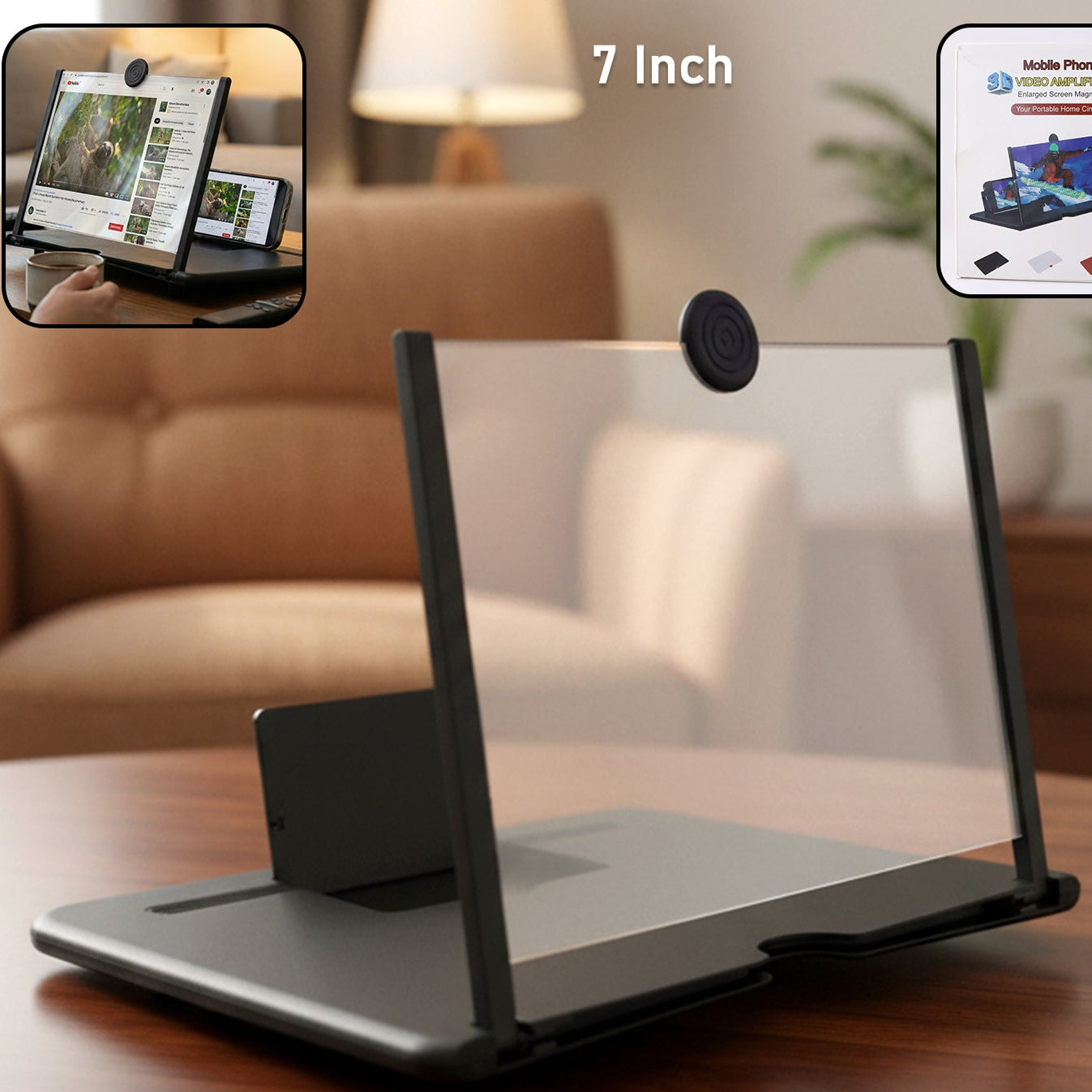 7 Inch Mobile Screen Magnifier & Stand - Foldable Video Amplifier for Smartphones (1 Pc) - Happy Price - Image 1