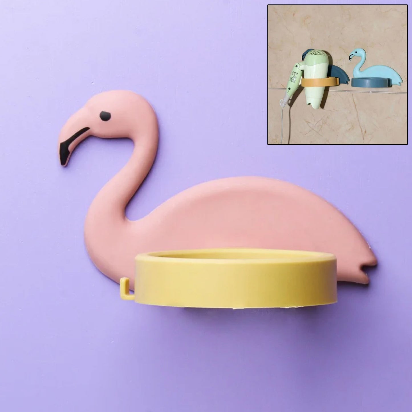 Hair Dryer Wall Mount Holder Organiser Stand With Hooks For Bathroom Storage - Happy Price - Image 2