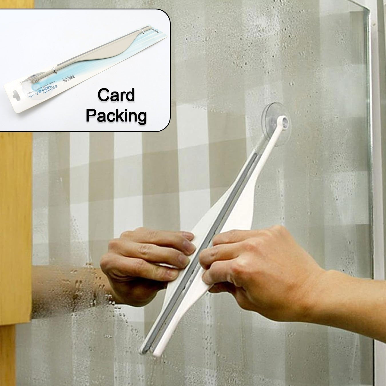 Shower Glass Squeegee Creative Bathroom Flat Mirror Window Glass Wiper Cleaner Bathroom Steam Wiper Cleaner Squeegee - Happy Price - Image 1