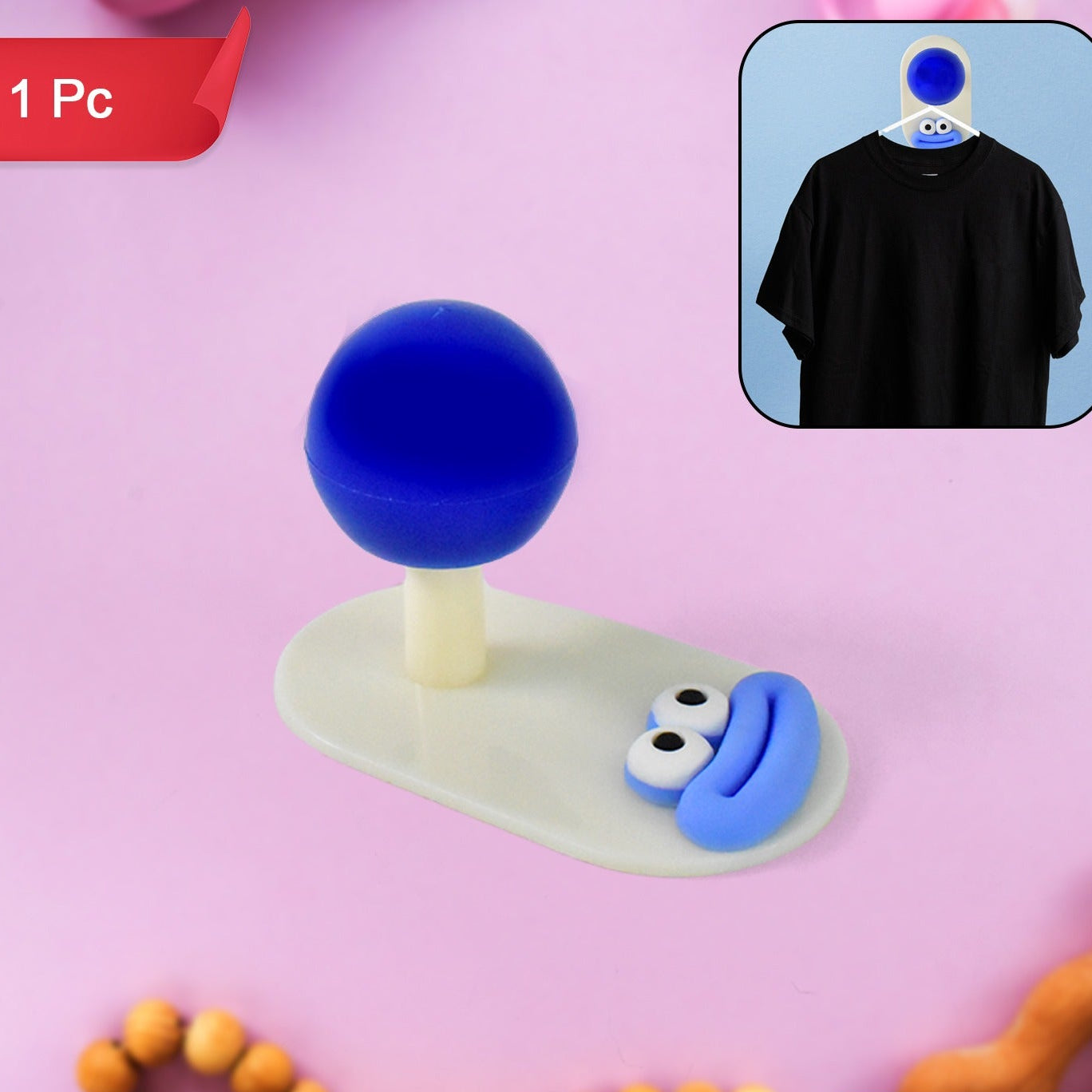 Cartoon Colorful Hooks Simple Ball Shape Hook Self-adhesive (1 Pc) - Happy Price - Image 1