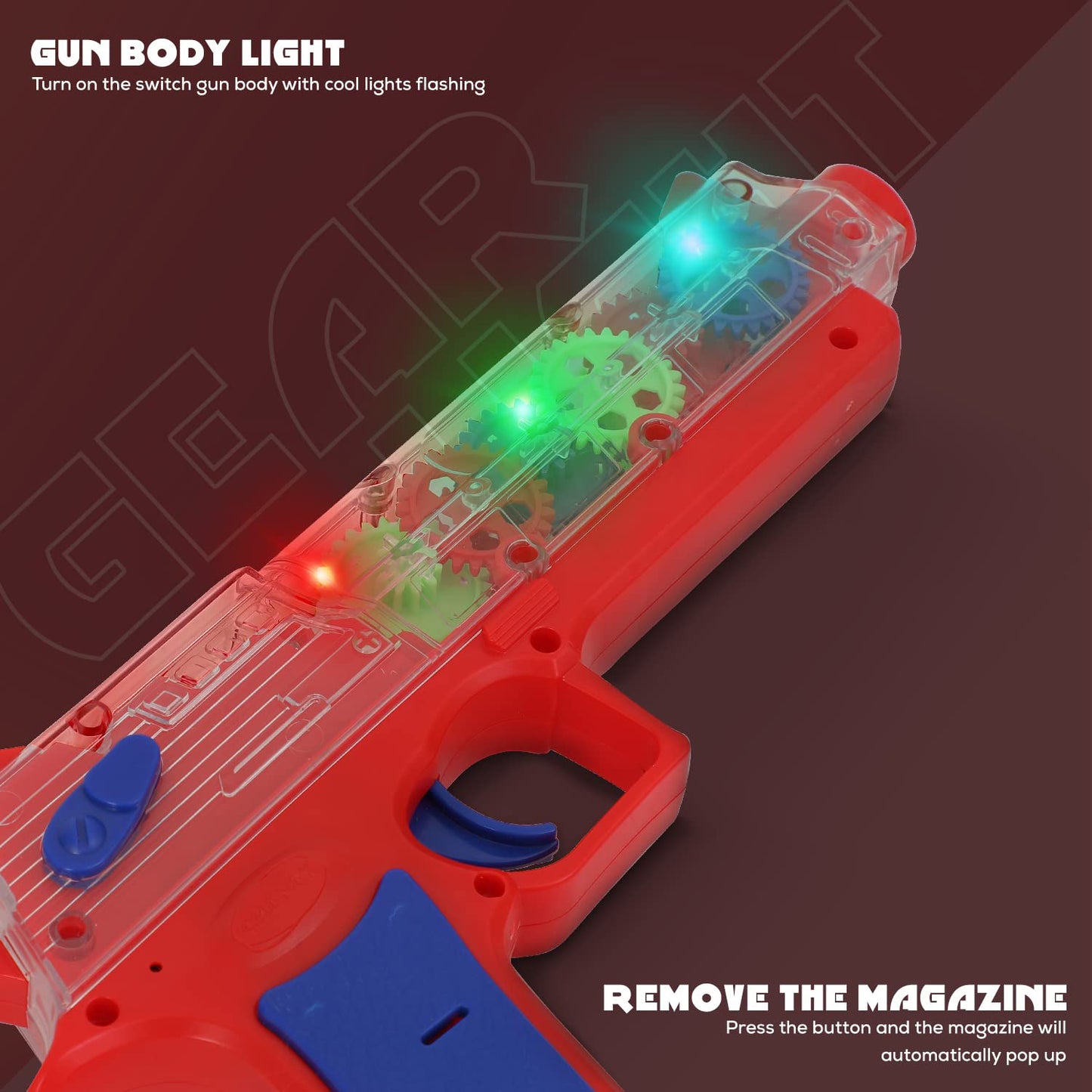 Plastic Gear Simulation Toy Gun For Kids Pretend Play Gun Toys With 3d Flashing Lights And Exciting Music Electric Laser Toy Guns With Rotating Gear Mechanism Toy For Birthday Gift For Kids 3+ Years (Pack Of 1) - Happy Price - Image 6