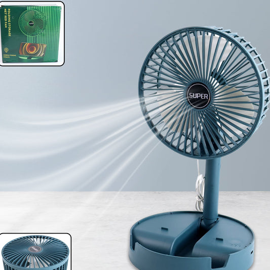Telescopic Electric Desktop Fan Height Adjustable Foldable  Portable For Travelcarry  Silent Table Top Personal Fan For Bedside Office Table (Battery Not Include) - Happy Price - Image 1