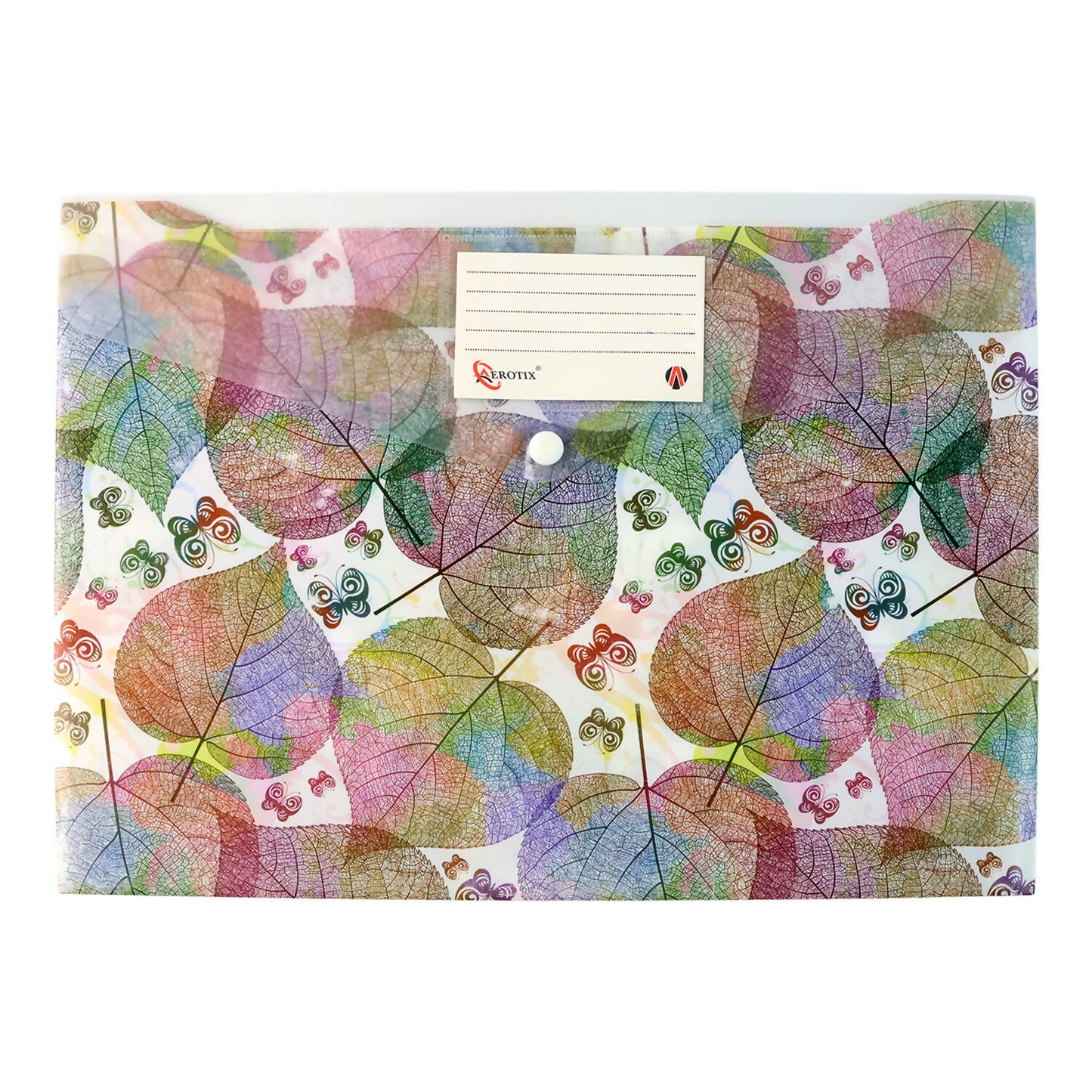 A4 Leaf Print Document Folder with Button Closure and Label Slot (1 Pc) - Happy Price - Image 5