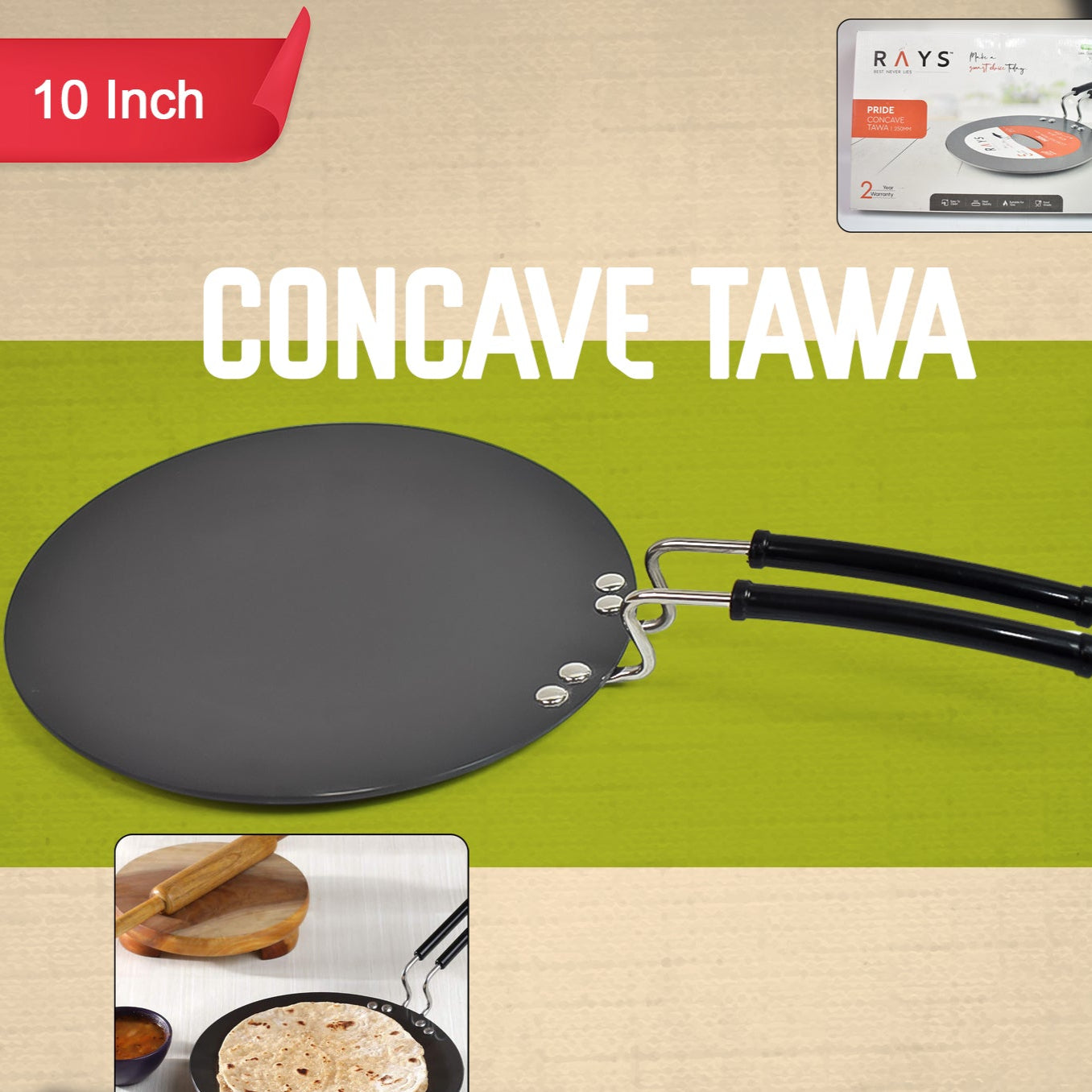 Multi Purpose Aluminium Rays Roti Tawa (10 Inch  3 Mm) - Happy Price - Image 1