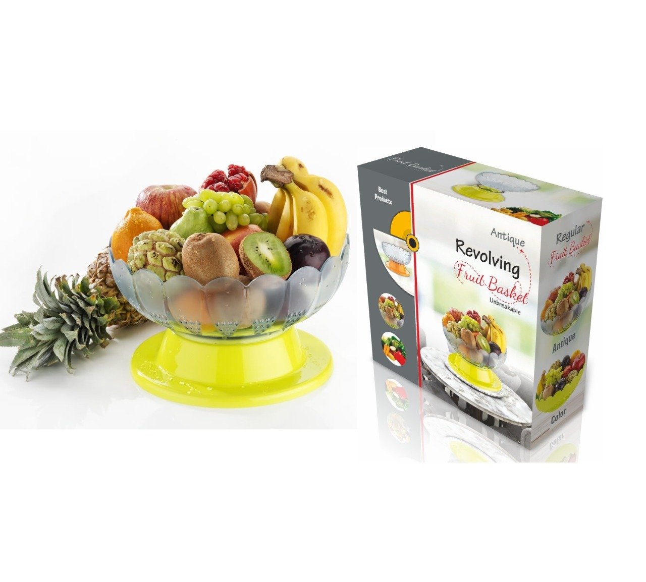 Absolute Plastic Round Revolving Fruit And Vegetable Bowl - Happy Price - Image 2