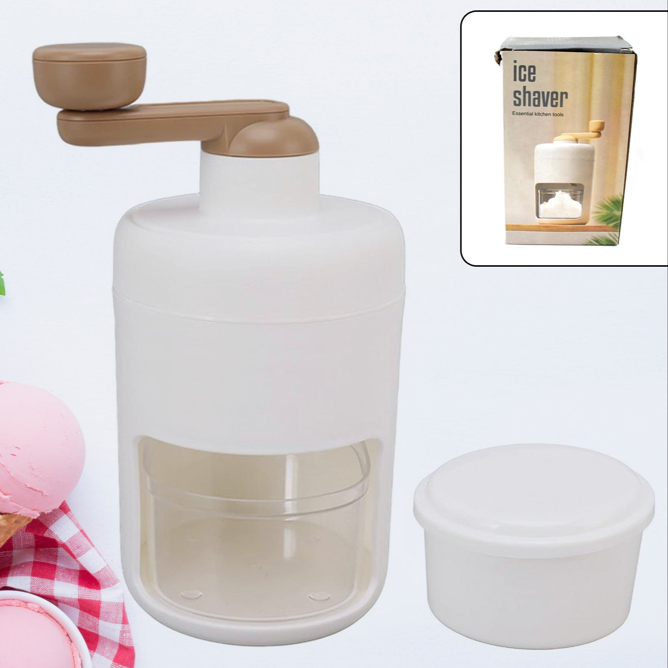 Portable Gola Maker Ice Crusher And Shaved Ice Machine Hand Shaved Ice Machine Manual Fruit Smoothie Machine Mini Household Ice Shaver Small Ice Crusher - Happy Price - Image 1