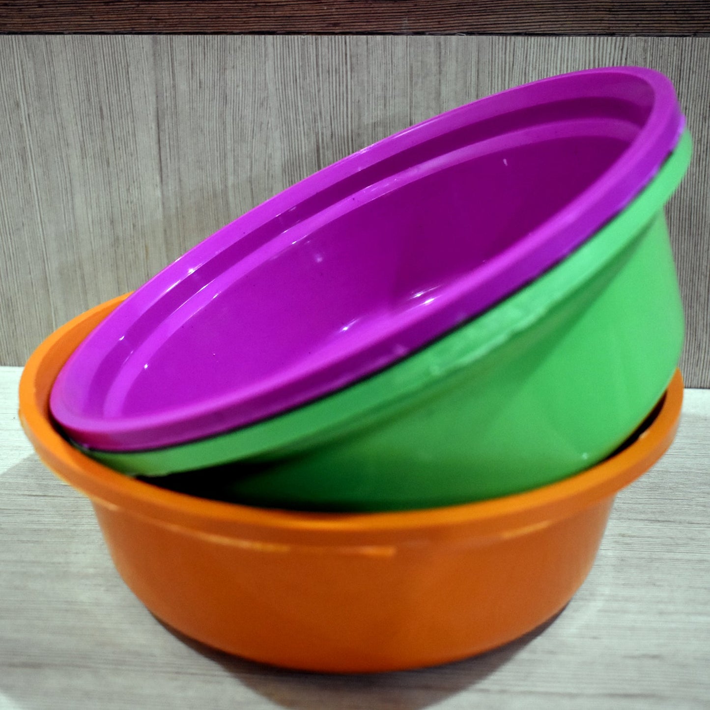 Household Storage Plastic Round Bowl  Tub  Basket  Bucket Set - Pack Of 3 - Happy Price - Image 2