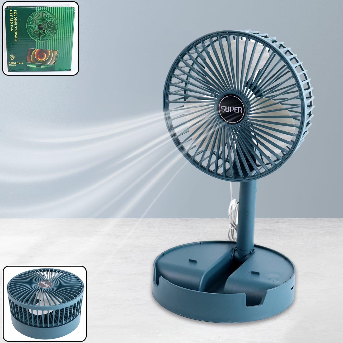 Telescopic Electric Desktop Fan Height Adjustable Foldable  Portable For Travelcarry  Silent Table Top Personal Fan For Bedside Office Table (Battery Not Include) - Happy Price - Image 5