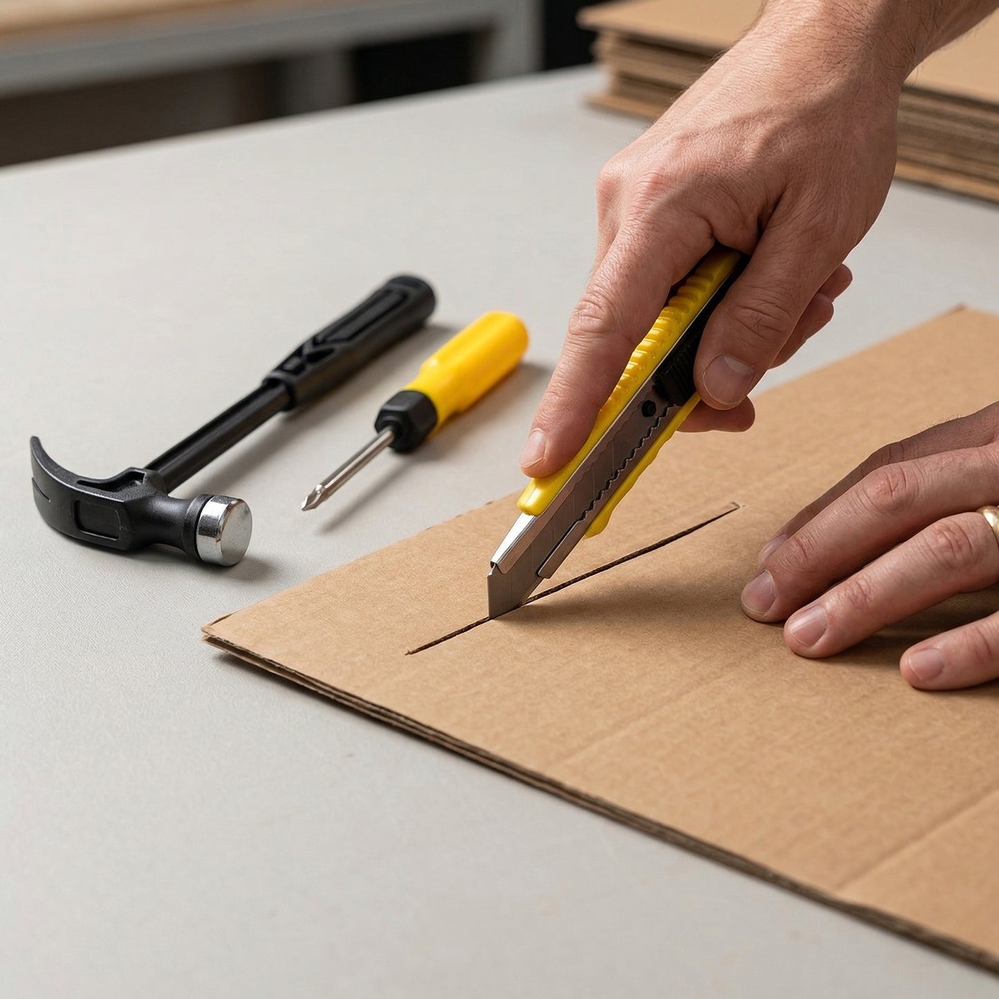 Mini Hardware Tool Kit With Hammer Screwdriver  Cutter Set