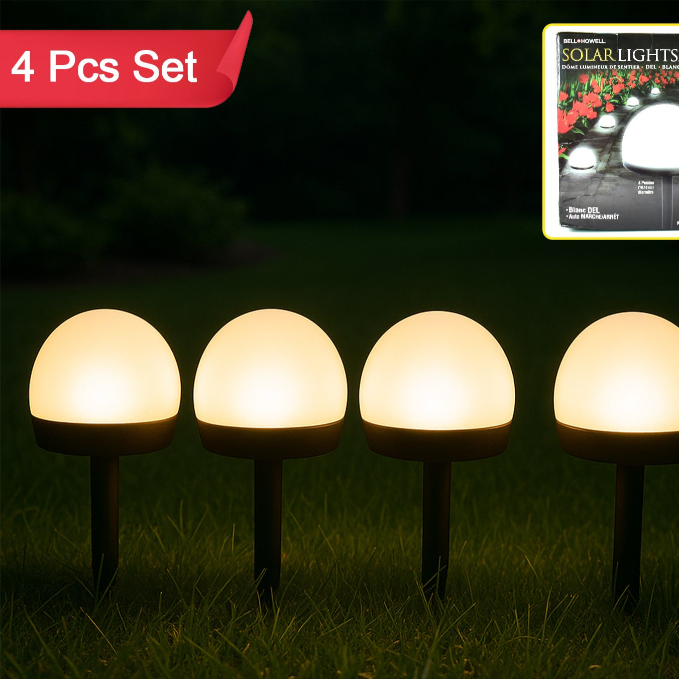 Dome Solar Garden Light Set (4 Pc) - Happy Price - Image 1