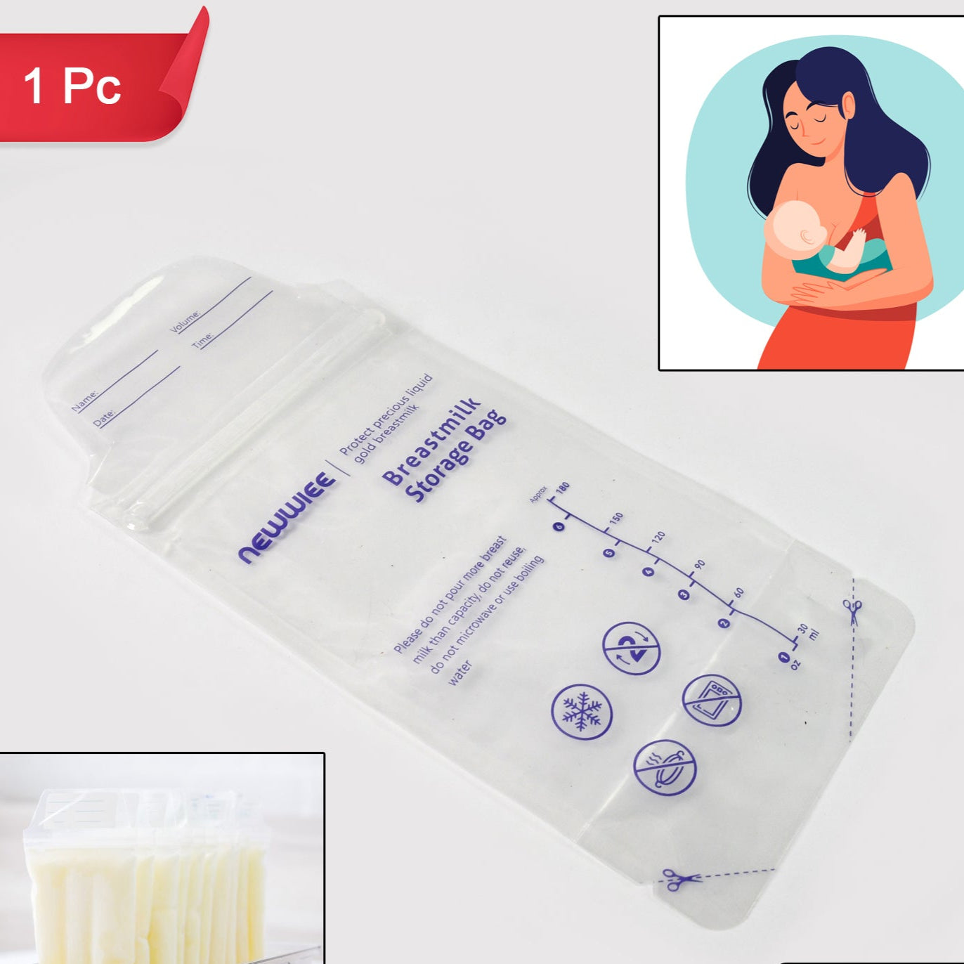 Breastmilk Storage Bags Double Zipper Seal (1 Pc) - Happy Price - Image 1