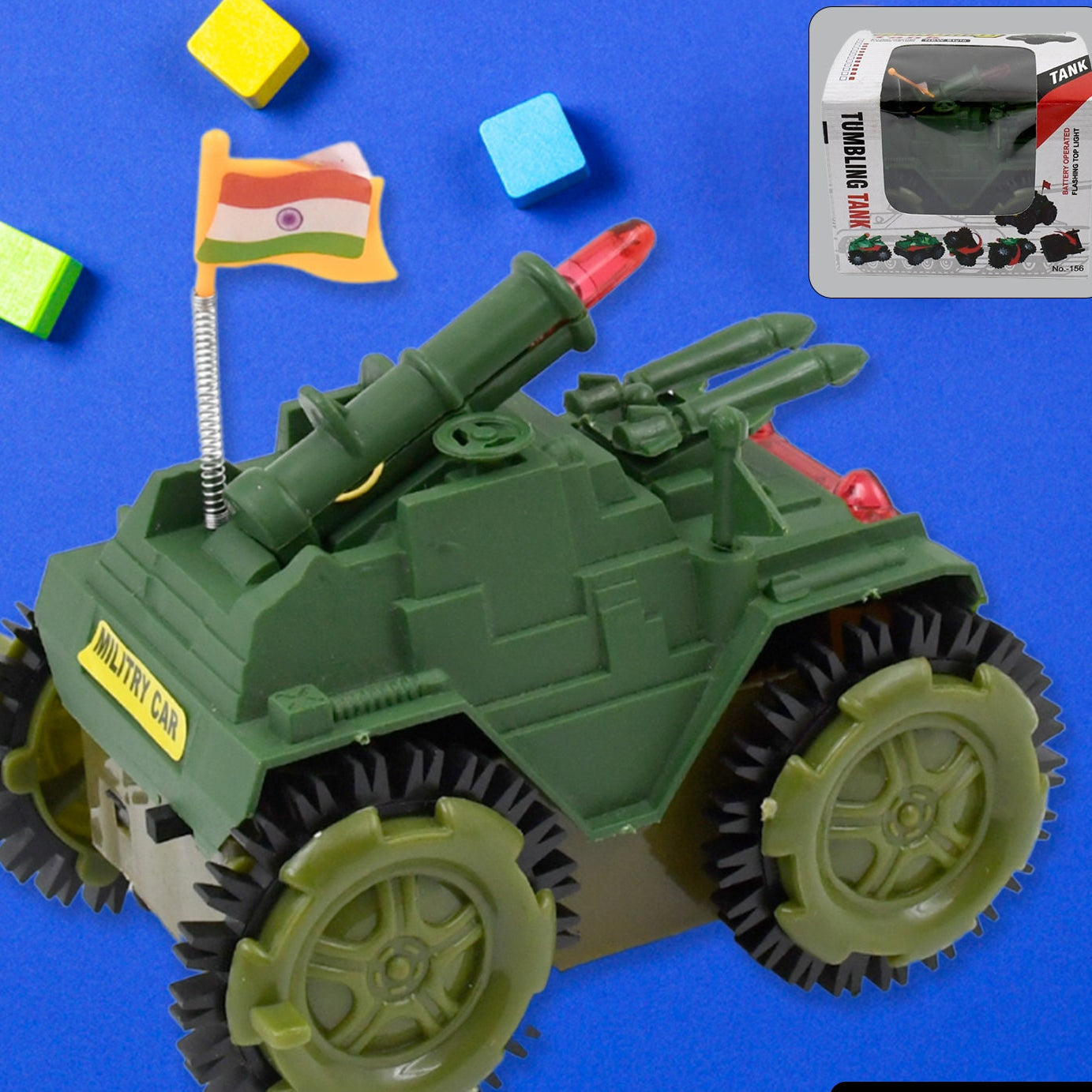 Children's Tumbling Tank Toy Car with Lights and Sound - Happy Price - Image 1