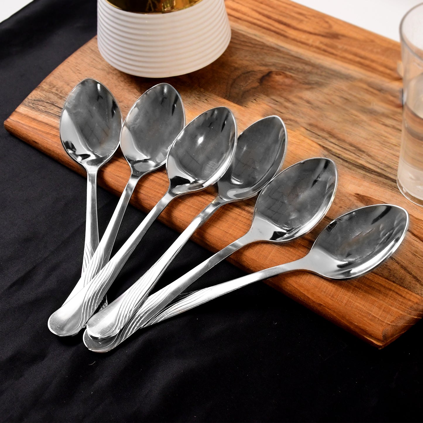 Stainless Steel Dining Spoons Set - 6 Pcs, Polished Finish - Happy Price - Image 5