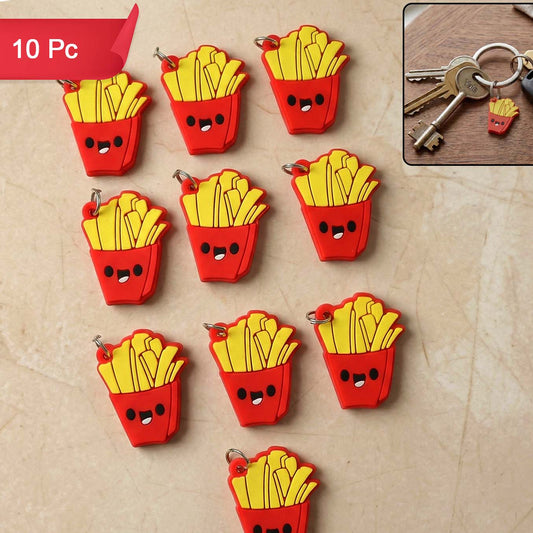 Cute French Fries Shap Bag Charm Keychain Set (10 Pc)