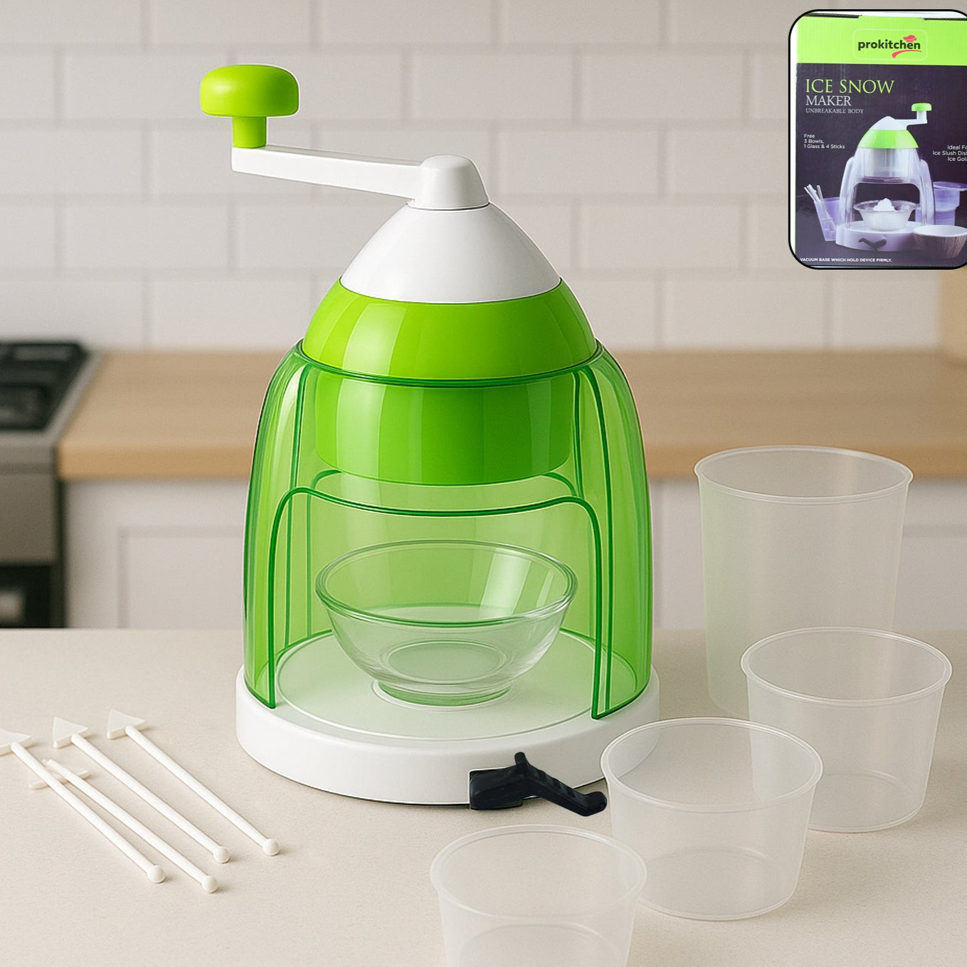 Manual Ice Crusher  Snow Cone Maker With Hand Crank - Happy Price - Image 1