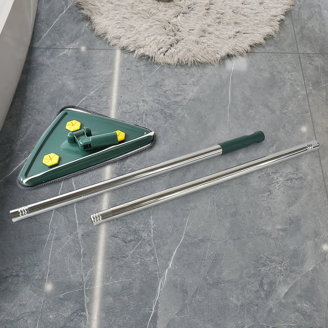 2 In 1 Extendable Triangle Mop Retractable Cleaning Mop Brush  Viper 360 Degree Rotating Floors Wall Cleaning Mop Dust Mop With Telescopic Handle And Reusable Mop Heads (1 Pc) - Happy Price - Image 3