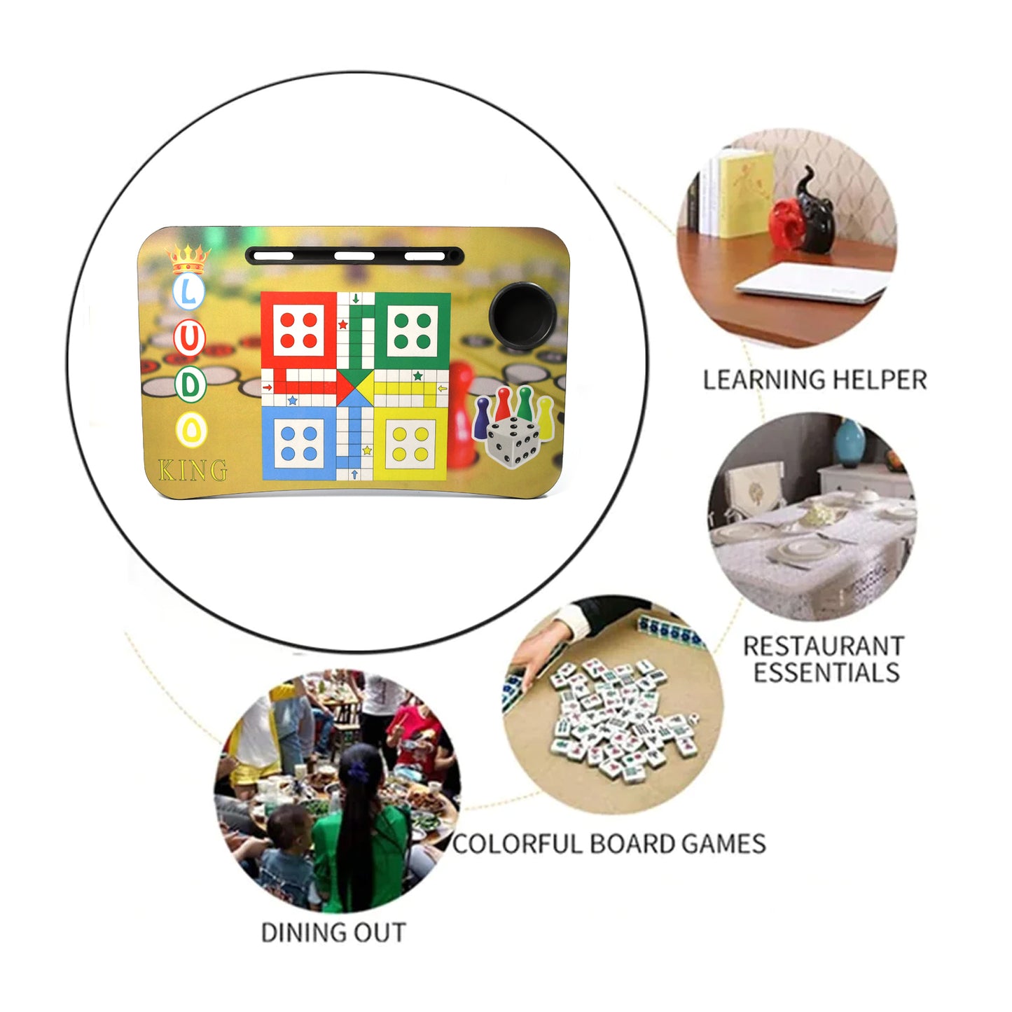 Ludo Design Foldable Bed Study Table Portable Multifunction Laptop Table Lapdesk For Children Bed Foldable Table Work Office Home With Tablet Slot  Cup Holder - Happy Price - Image 3