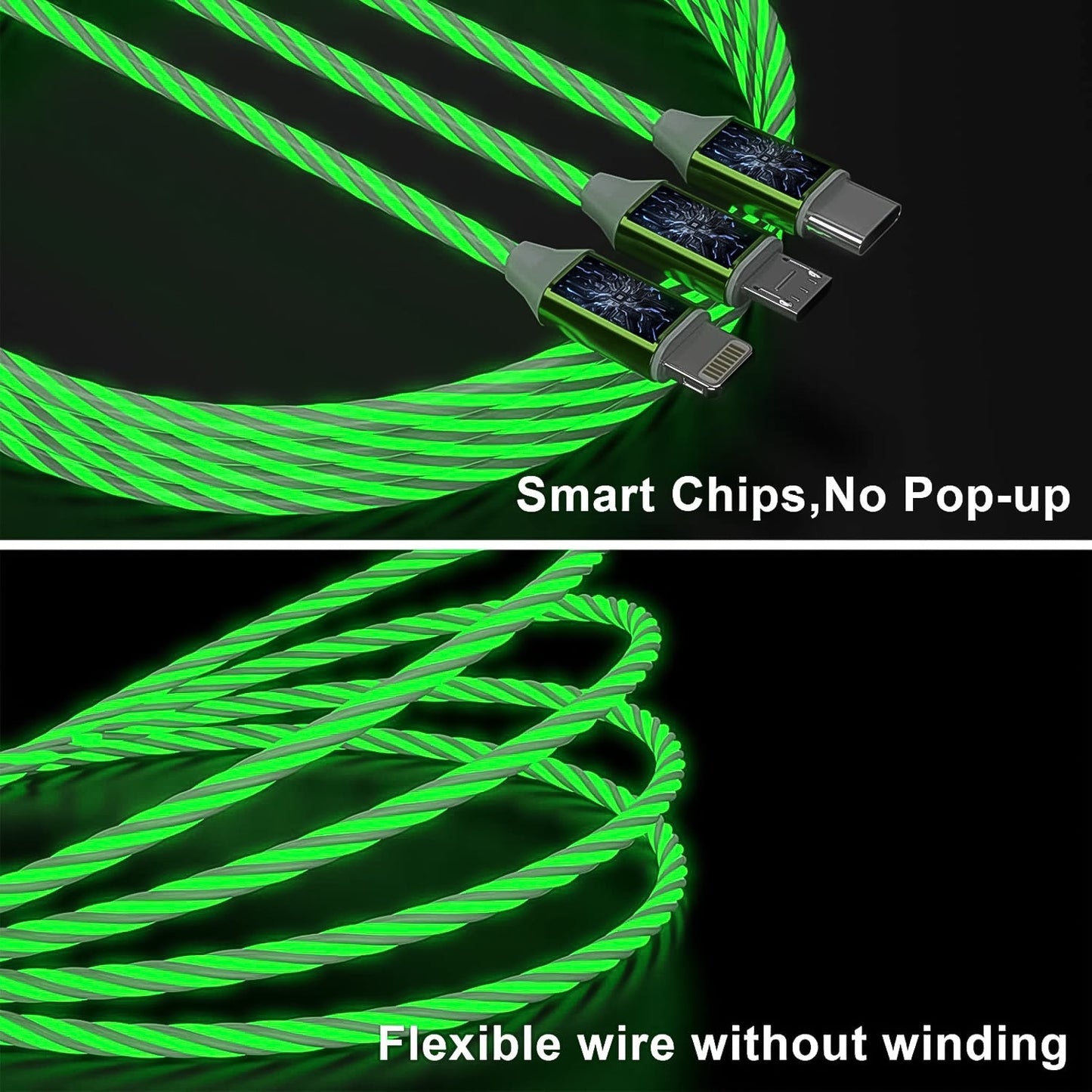 3 In 1 Charging Cable Light Up Fast Charger Multi Charging Cable (1 Pc) - Happy Price - Image 3