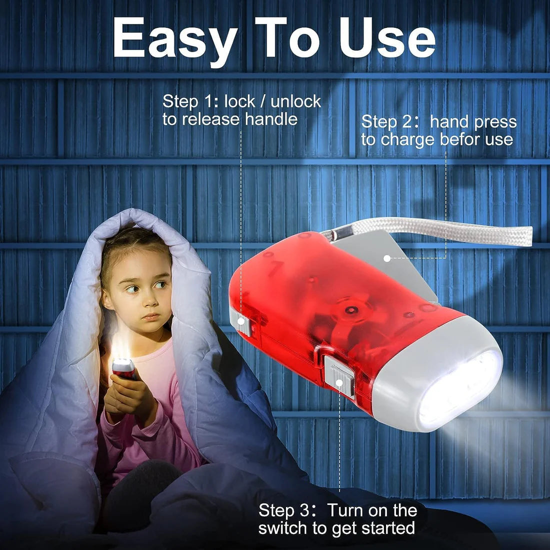 2-LED Hand Press Torch Light - Battery-Free Dynamo Flashlight - Happy Price - Image 4