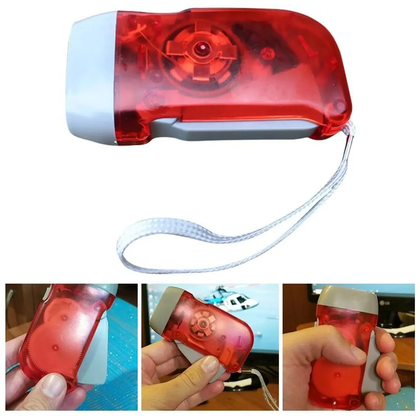 2-LED Hand Press Torch Light - Battery-Free Dynamo Flashlight - Happy Price - Image 2