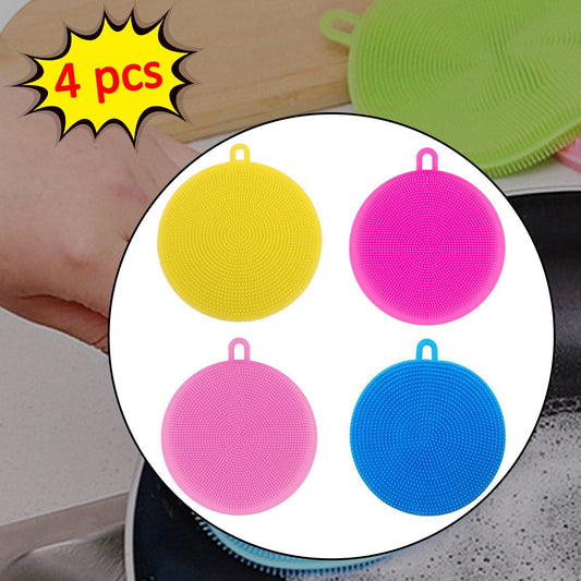 Silicone Dish Scrubber Sponge Mildew Free Non Stick (Mix Color) - Happy Price - Image 1