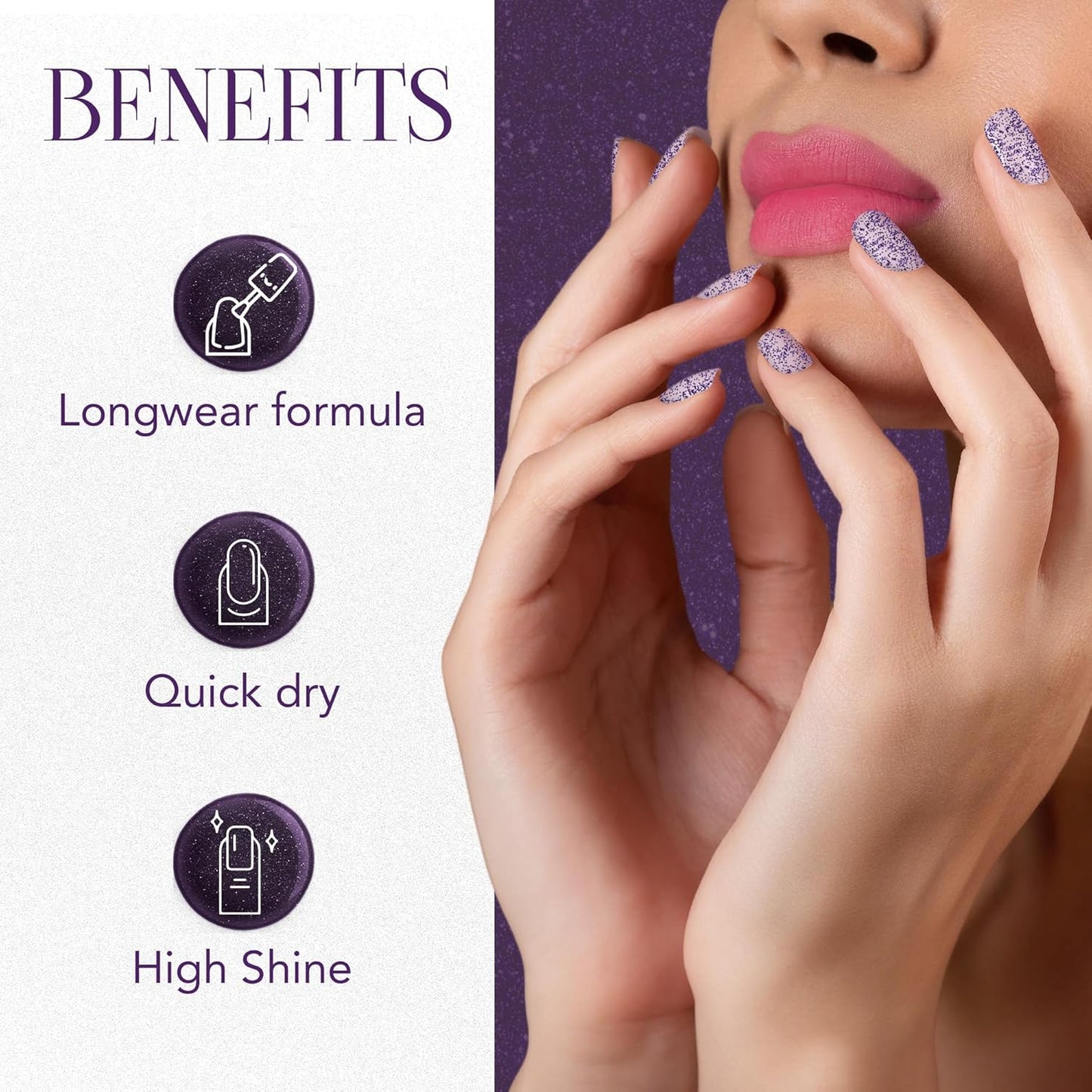 OG Beauty Starlet Glitter Nail Paint - 10 ML, Purple Dazzle, Quick Dry Sparkle - Happy Price - Image 3