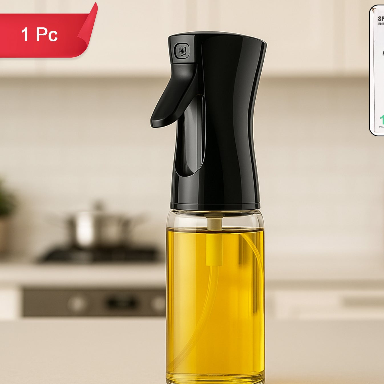 Glass Oil Spray Bottle - 300ml Fine Mist Sprayer for Cooking - Great Price - Image 1