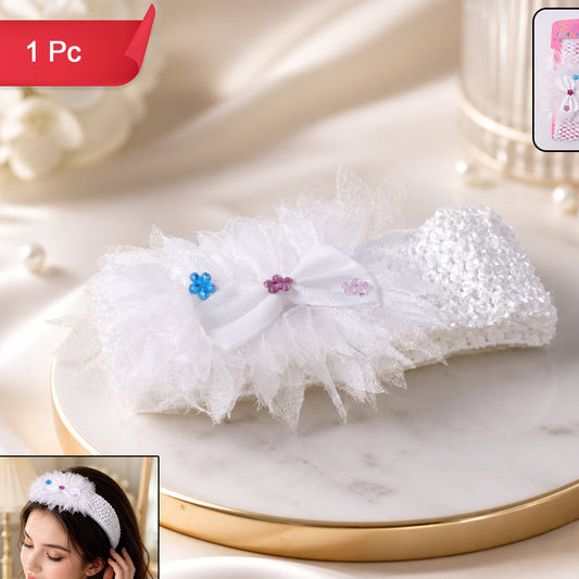 Cute Soft Elastic Floral Baby Headband Stylish Stretchable Hair Band (1 Pc)