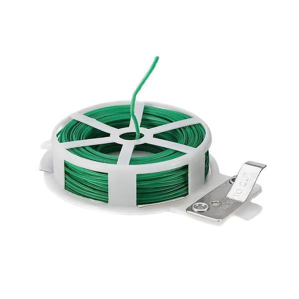 Plastic Twist Tie Wire Spool With Cutter For Garden Yard Plant 50m (Green) - Happy Price - Image 1