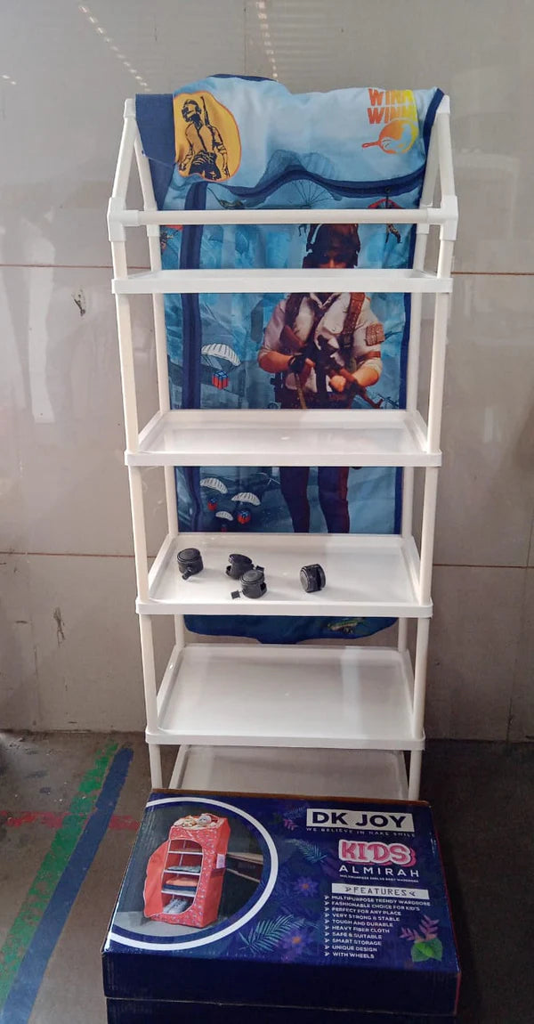 Multi Purpose Foldable Baby Wardrobe  Toy Box 5 Shelves Cartoon Printed - Happy Price - Image 5